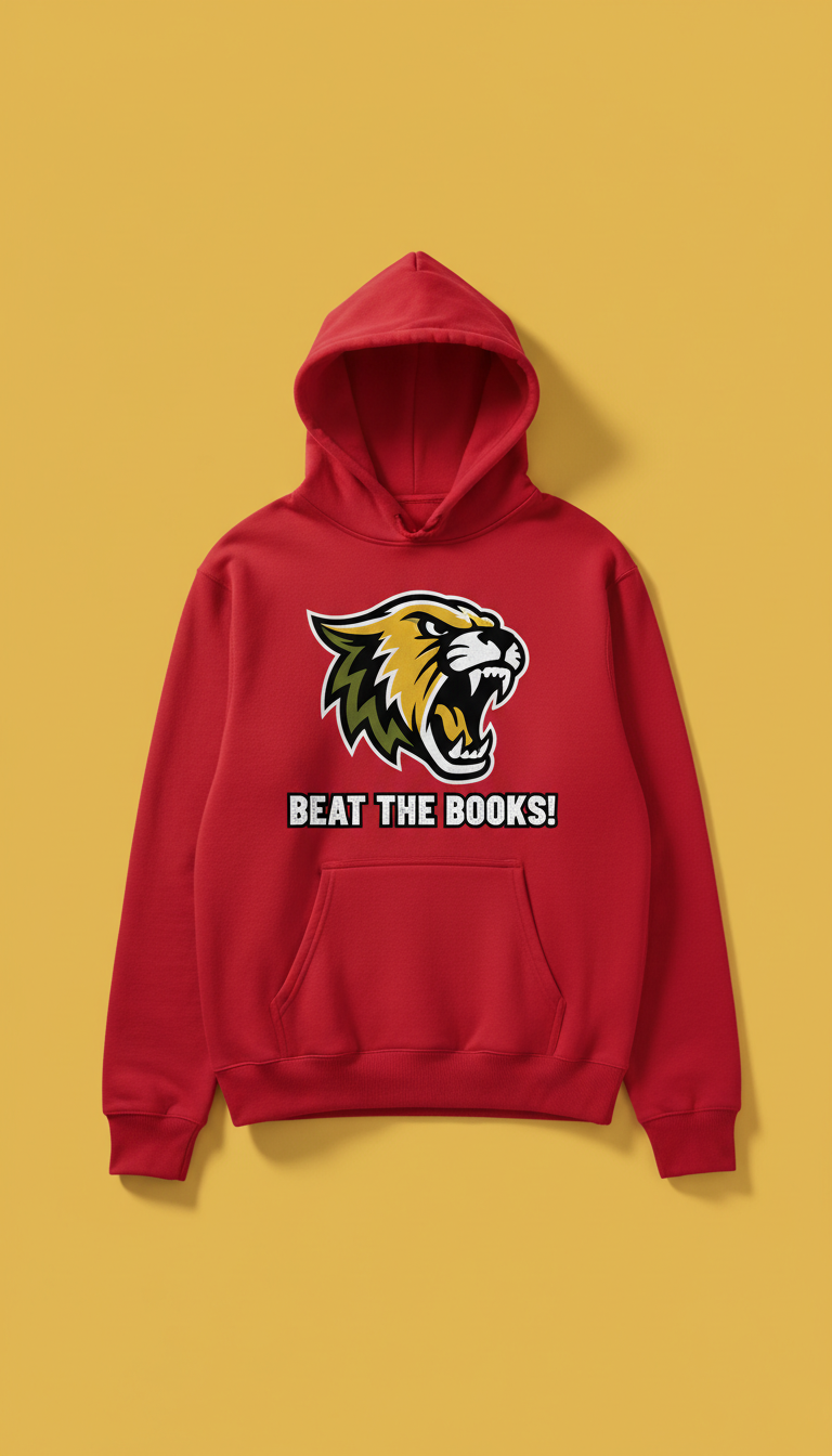 Pep Rally Red Hoodie With Slogan Print